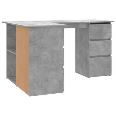 vidaXL Corner Desk Concrete Gray 57.1"x39.4"x29.9" Chipboard