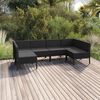 vidaXL Garden Lounge Set Black PE rattan, powder-coated steel, polyester