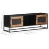 vidaXL TV Cabinet Natural Wood and Black Rough Mango Wood, Iron, MDF