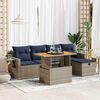 vidaXL 6 Piece Patio Sofa Set with Cushions Gray Poly Rattan Acacia