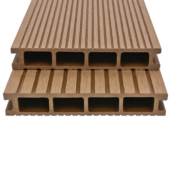 vidaXL WPC Hollow Decking Boards with Accessories 131.2 '&sup2; 13.1 ' Teak (16x45004)
