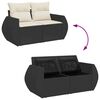 vidaXL Garden Sofa Set Black PE Rattan, Powder-Coated Steel, Tempered Glass
