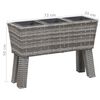 vidaXL Garden Raised Bed with Legs and 3 Pots 28.3"x9.8"x19.7" Poly Rattan Gray