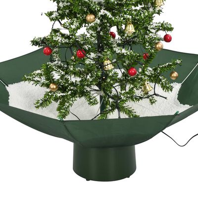 vidaXL Snowing Christmas Tree with Umbrella Base Green 2 ft