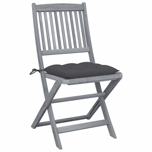 vidaXL Outdoor Chair Set of 6 Grey washed Solid acacia wood, polyester