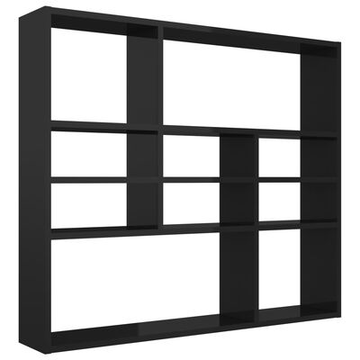 vidaXL Wall Shelf High Gloss Black 35.4"x6.3"x30.7" Chipboard