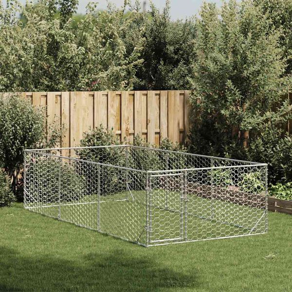 vidaXL Outdoor Dog Kennel Galvanized Tough galvanized steel Large