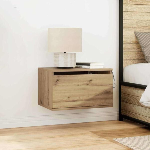 vidaXL Wall-mounted Bedside Cabinet with Drawer Artisan Oak