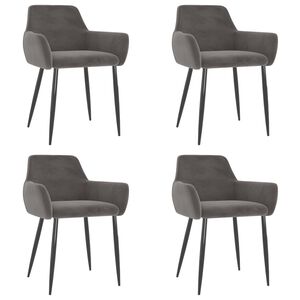 vidaXL Dining Chair Set of 4 Dark Grey Velvet (100% polyester), metal