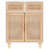 vidaXL Sideboard White 23.6"x11.8"x29.5" Solid Wood Pine and Natural Rattan
