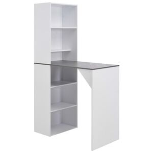 vidaXL Bar Table White with grey top Engineered wood 45.3 in Bar Table