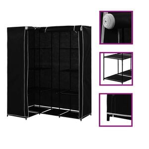 vidaXL Wardrobe Black Iron Corner Wardrobe Rectangular Modern