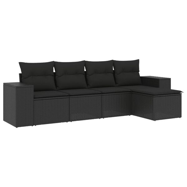 vidaXL Garden Sofa Set Black PE rattan Large Adjustable Feet