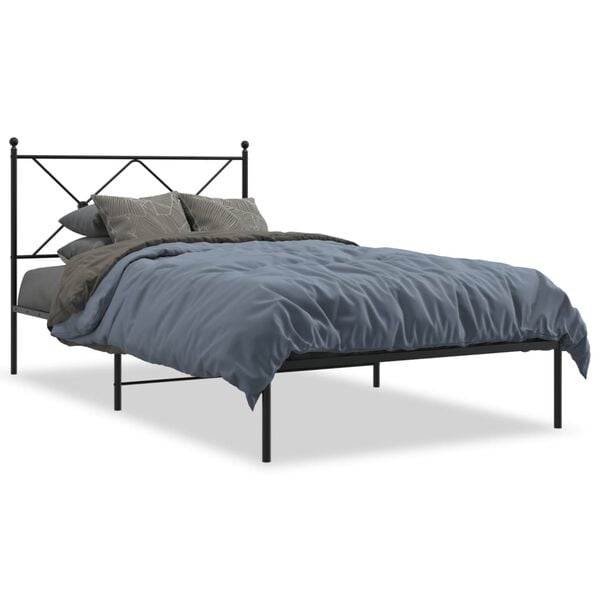 vidaXL Bed Frame Black Powder-coated steel Twin Bed Frame Rectangular