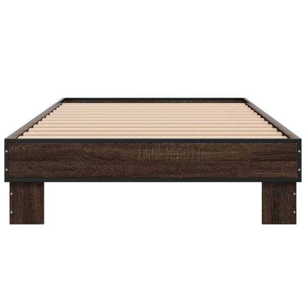 vidaXL Bed Frame Brown oak Engineered wood, Metal, Plywood Twin Durable