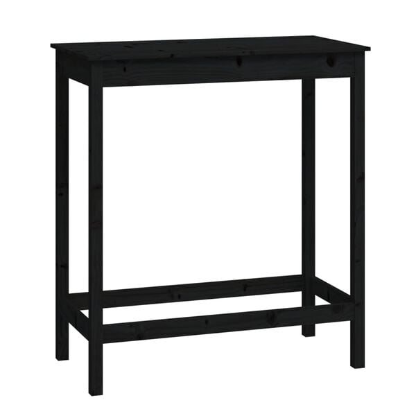 vidaXL Bar Table Black Solid pine wood Medium Durable Bar Table