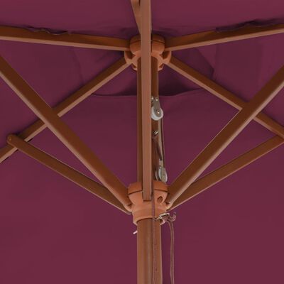 vidaXL Outdoor Parasol with Wooden Pole 59.1"x78.7" Bordeaux Red