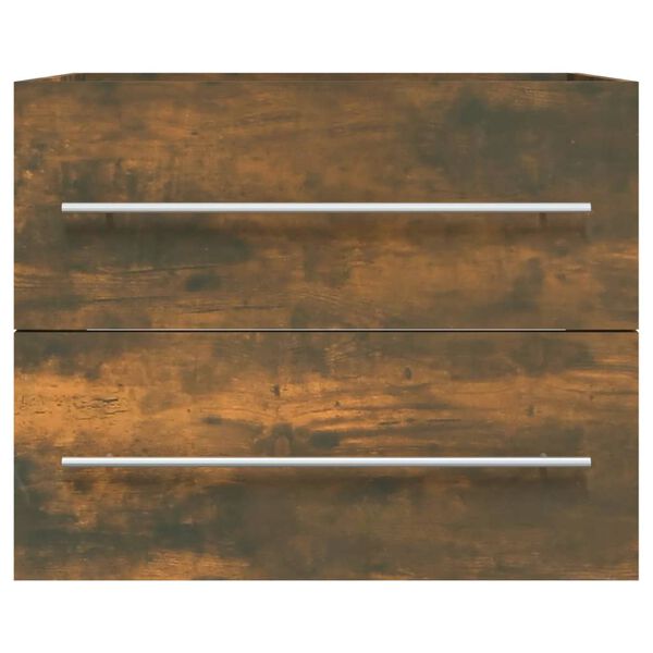 vidaXL Sink Cabinet Smoked Oak Engineered Wood Medium Bathroom Cabinet