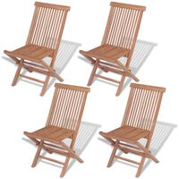 vidaXL Folding Patio Chairs 4 pcs Solid Teak Wood