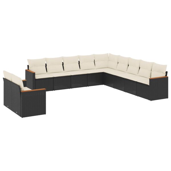 vidaXL Garden Sofa Set Black, Cream White