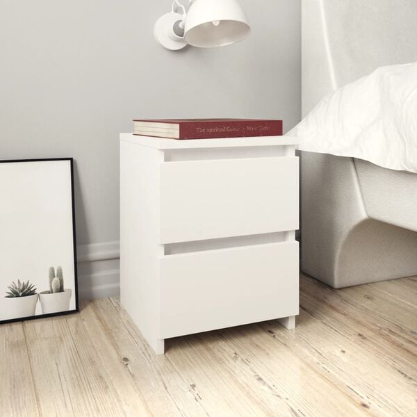 vidaXL Bedside Cabinet White Engineered wood 11.8x11.8x15.7 in