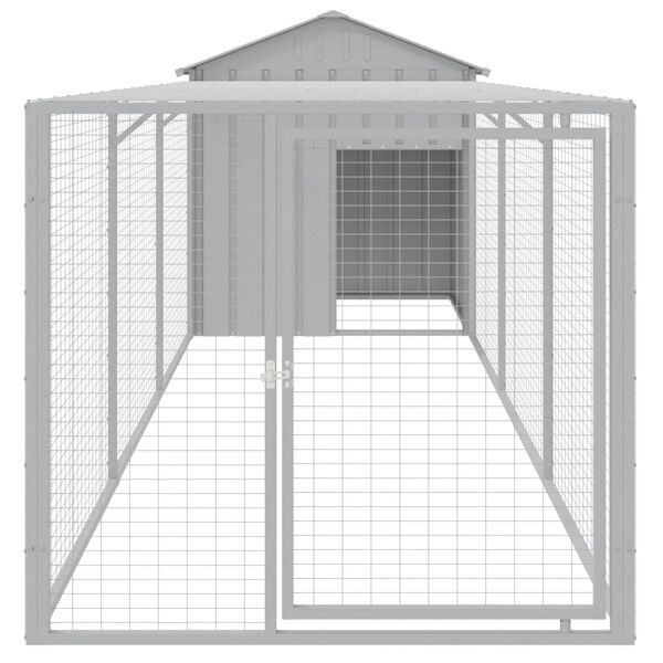 vidaXL Chicken Cage Light Grey Galvanized Steel 46.1 x 159.4 x 48.4 in