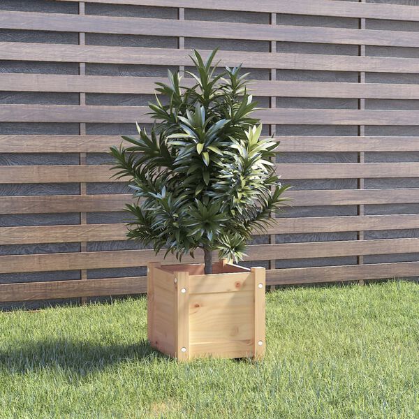 vidaXL Planter Set of 2 Natural Wood Solid Pine wood 12.2 in Planters