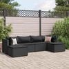 vidaXL Patio Lounge Set Black PE Rattan, Powder-Coated Steel, Polyester