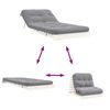 vidaXL Futon Sofa Bed White, Grey Solid Pine Wood, Polyester, Foam