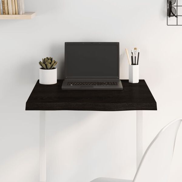 vidaXL Table Top Dark brown Solid oak wood 23.6 x 23.6 in Table Top