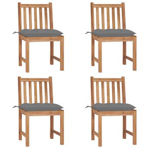 vidaXL Patio Chair Set of 4 Brown Teak Wood Standard Durable
