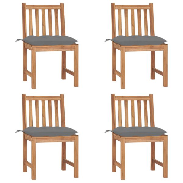 vidaXL Patio Chair Set of 4 Brown Teak Wood Standard Durable