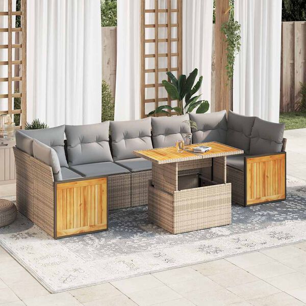 vidaXL Garden Sofa Set Beige, Light Grey
