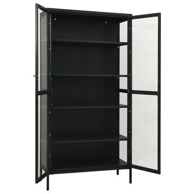 vidaXL Display Cabinet Anthracite 35.4"x15.7"x70.9" Steel and Tempered Glass
