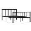 vidaXL Bed Frame Black Metal 47x78 in Durable Bed Frame Rectangular