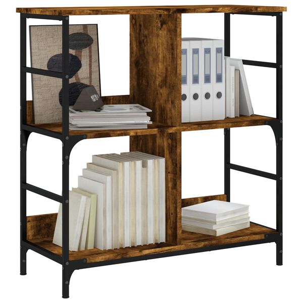 vidaXL Bookshelf Smoked oak Engineered wood and steel Medium Bookshelf