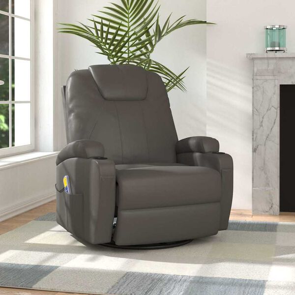 vidaXL Rocking Massage Chair Anthracite Faux leather, metal, plywood Large