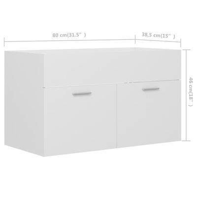 vidaXL Sink Cabinet White 31.5"x15.2"x18.1" Engineered Wood