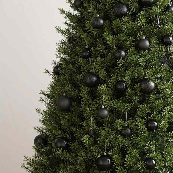 vidaXL 111 Piece Christmas Bauble Set Black Polystyrene