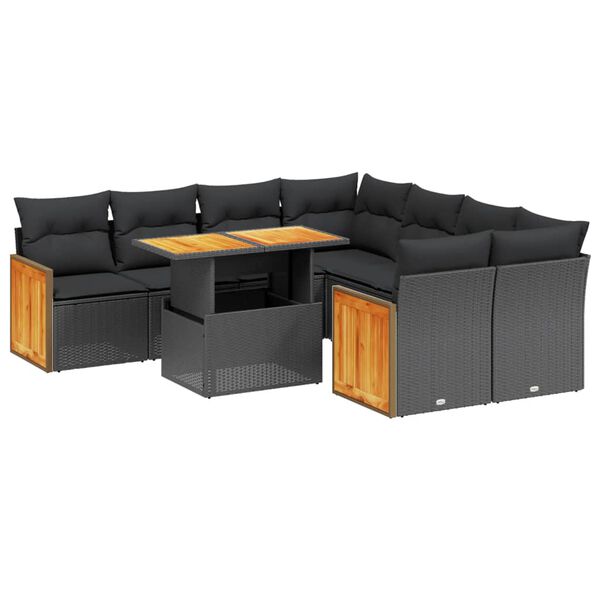 vidaXL Garden Sofa Set Black
