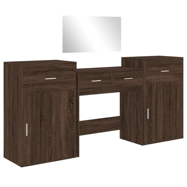 vidaXL Dressing Table Set Brown Oak Engineered Wood Medium