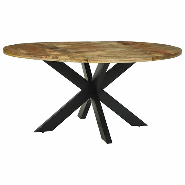 vidaXL Dining Table Black oak 160 x 160 x 76 cm Rough Mango Wood