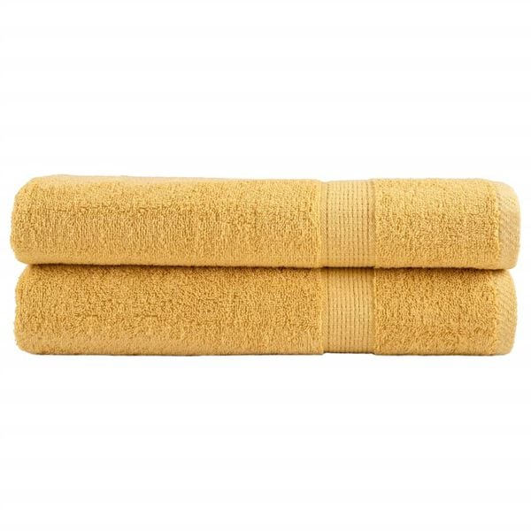 vidaXL Sauna Towel Set of 2 Gold 100% ring-spun cotton Large