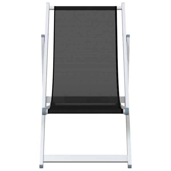 vidaXL Beach Chair Set of 2 Black Aluminum, Textilene Compact Foldable