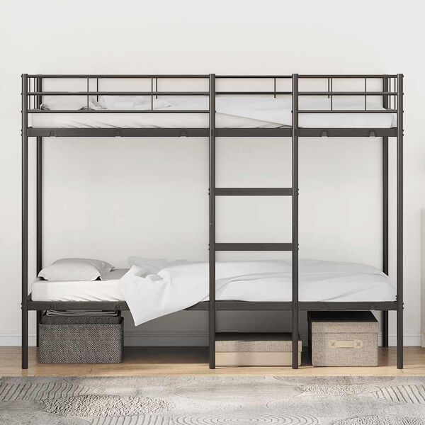 vidaXL Bunk Bed Black Steel and mesh fabric