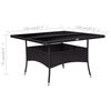 vidaXL Dining Table Black Poly Rattan, Steel, Tempered Glass Medium