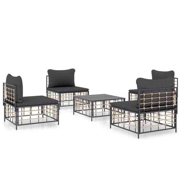 vidaXL Garden Lounge Set Set of 5 Anthracite