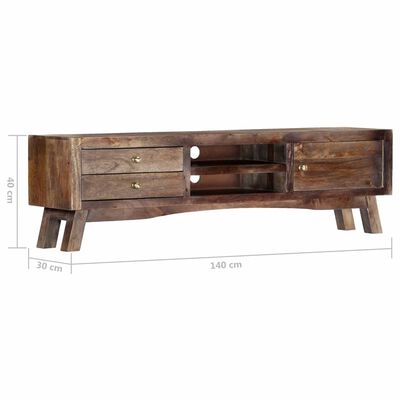 vidaXL TV Cabinet 55.1"x11.8"x15.7" Solid Mango Wood