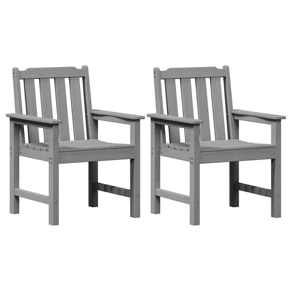 vidaXL Garden Dining Chair 2 pcs Light Grey 65.5 x 59 x 88cm HDPE