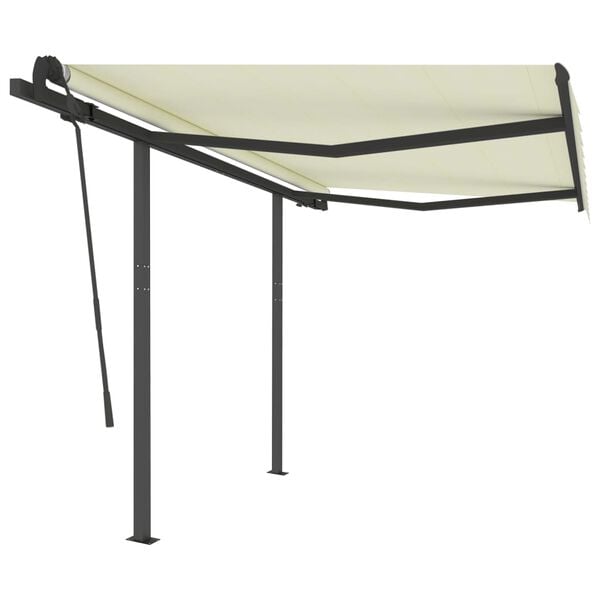 vidaXL Manual Retractable Awning with Posts 9.8'x8.2' Cream